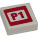 LEGO Tile 1 x 1 with P1 Sticker with Groove (3070)