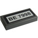 LEGO Tile 1 x 2 with &quot;BE 7998&quot; Sticker with Groove (3069)