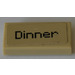 LEGO Tile 1 x 2 with &quot;Dinner&quot; Sticker with Groove (3069)