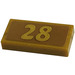 LEGO Tile 1 x 2 with Number 28 Sticker with Groove (3069)
