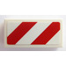 LEGO Tile 1 x 2 with Red and White Danger Stripes Sticker with Groove (3069)