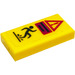 LEGO Tile 1 x 2 with Warning Symbol, Exclamation Mark, Person Slipping in Water Sticker with Groove (3069)