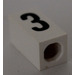LEGO Tile 1 x 2 x 5/6 with Stud Hole in End with Black &#039; 3 &#039; Pattern
