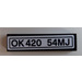 LEGO Tile 1 x 4 with &#039;OK420 54MJ&#039; License Plate Sticker (2431)