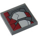 LEGO Tile 2 x 2 Inverted with Dark Red and Medium Stone Grey Stripes Sticker (11203)