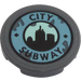 LEGO Tile 2 x 2 Round with &#039;CITY SUBWAY&#039; Sticker with Bottom Stud Holder (14769)