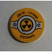 LEGO Tile 2 x 2 Round with &#039;DANGER&#039; and &#039;JBCR - 131090&#039;, Slotted Screws and Nuclear Symbol Sticker with Bottom Stud Holder (14769)