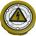 LEGO Tile 2 x 2 Round with Electrical Danger Sign and Silver Hatch Sticker with Bottom Stud Holder (14769)