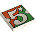 LEGO Tile 2 x 2 with "5" on Orange / Green with Groove (3068)