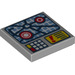 LEGO Fliese 2 x 2 mit Blau Map, rot Exclamation Mark mit Nut (3068 / 24734)