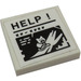 LEGO Tile 2 x 2 with Caption of Cat on Tree Branch and &#039;HELP !&#039; Sticker with Groove (3068)