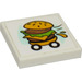 LEGO Tile 2 x 2 with Hamburger on Wheels Sticker with Groove (3068)