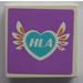 LEGO Tile 2 x 2 with heart with wings and  &#039;HLA&#039; Sticker with Groove (3068)
