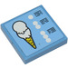 LEGO Tile 2 x 2 with Ice Cream Cone and Menu Sticker with Groove (3068)
