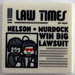 LEGO Tile 2 x 2 with Newspaper &#039;LAW TIMES&#039; and &#039;NELSON + MURDOCK WIN BIG LAWSUIT&#039; with Groove (3068)