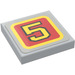 LEGO Tile 2 x 2 with Number &#039;5&#039; Sticker with Groove (3068)