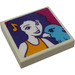 LEGO Tile 2 x 2 with Portrait of Female with Bird Sticker with Groove (3068)