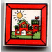 LEGO Tile 2 x 2 with Red House and Sun with Groove (3068)