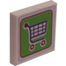 LEGO Tile 2 x 2 with Shopping Cart Sticker with Groove (3068)