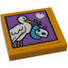 LEGO Tile 2 x 2 with Stork and Baby Sticker with Groove (3068)