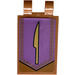 LEGO Tile 2 x 3 with Horizontal Clips with Knife on Purple Banner Sticker (&#039;U&#039; Clips) (30350)