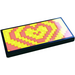 LEGO Tile 2 x 4 with Coral and Yellow Holographic Heart Sticker (87079)