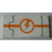 LEGO Tile 2 x 4 with Orange Stripe and Lightning Bolt in Circle Sticker (87079)