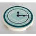 LEGO Tile 3 x 3 Round with Clock with Dark Turquoise Circle and White Pattern Sticker (67095)