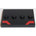 LEGO Tile 3 x 4 with Four Studs with two Angled Red Bars Sticker (17836)