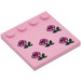 LEGO Tegel 4 x 4 met Noppen aan Rand met Five Dark Roze Roses (6179 / 83614)