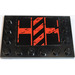 LEGO Tile 4 x 6 with Studs on 3 Edges with Black and Red Danger Stripes (Left) Sticker (6180)