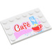 LEGO Fliese 4 x 6 mit Bolzen auf 3 Edges mit &#039;Cafe&#039; &amp; Cup of Coffee Aufkleber (6180)