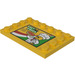 LEGO Fliese 4 x 6 mit Bolzen auf 3 Edges mit &#039;CITY PIZZA&#039;, Store Hours, Italian Flagge (Links) Aufkleber (6180)