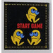 LEGO Tile 6 x 6 with 'START GAME' and Yellow PAC-MAN Characters and Dotted Border Sticker with Bottom Tubes, Textured Top (10202)