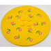 LEGO Tile 8 x 8 Round with 2 x 2 Center Studs with Pink Flowers Sticker (6177)