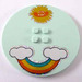 LEGO Tile 8 x 8 Round with 2 x 2 Center Studs with Sun, Rainbow and Two Clouds Sticker (6177)