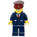 LEGO Train Conductor with Dark Blue Outfit, Dark Red Hat and Glasses Minifigure