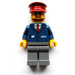 LEGO Train Conductor with Dark Red Hat and Round Glasses Minifigure