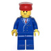LEGO Train Conductor with red hat and standard face Minifigure