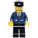 LEGO Train Conductor with Round Glasses, Brown Beard and Red Tie Minifigure