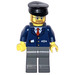 LEGO Zug Conductor mit Rund Brille, Braun Bart Minifigur