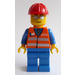 LEGO Tren Worker con Naranja Chaleco de seguridad y Plateado Rayas Minifigura