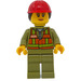 LEGO Train Worker with Red Helmet and Hair Minifigure