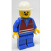 LEGO Train Yard Worker avec Rouge Gilet, Bleu Chemise avec Zipper, Bleu Jambes, Pointed Mustache, et Construction Casque Minifigurine