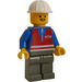 LEGO Vlak Yard Worker s Červená Vesta, Modrá Košile s Zipper, Dark Šedá Nohy, Pointed Mustache, a Konstrukce Helma Minifigurka