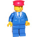 LEGO Trains Minifigure, Abito con 3 Pulsanti Blu - Blu Gambe, Rosso Cappello