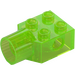 LEGO Transparent Bright Green Brick 2 x 2 with Hole and Rotation Joint Socket (48169 / 48370)