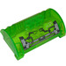 LEGO Transparent Bright Green Cylinder 3 x 8 x 5 Half with 3 Holes with &#039;LOCK&#039;, &#039;OPEN&#039; and Mechanical Arms (Right Arm Down) Sticker (15361)