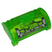 LEGO Transparent Bright Green Cylinder 3 x 8 x 5 Half with 3 Holes with &#039;LOCK&#039;, &#039;OPEN&#039; and Mechanical Arms (Right Arm Up) Sticker (15361)