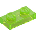 LEGO Transparent Bright Green Plate 1 x 2 (3023 / 28653)